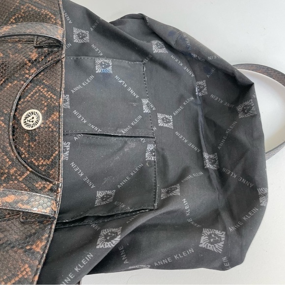 Anne Klein Large Faux Leather Snakeskin Python Tote Bag & Wrislet Animal Print - Picture 15 of 17